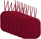 Sweet Home Collection Chair Cushion Memory Foam Pads with Ties Honeycomb Pattern Slip Non Skid Rubber Back Rounded Square 16" x 16" Seat Cover, 6 Pack, Wine Burgundy 6 Pack by SweetHomeCollection