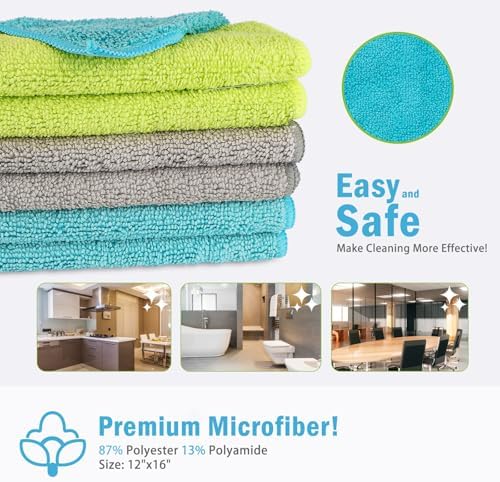 AIDEA Microfiber Cleaning Cloth-100PK, Microfiber Towels for Cars 12"x16" - Image 2