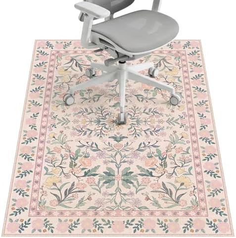 Office Chair Mat for Hardwood Floor & Tile Floor,36"x48"-Pink Flowers by LreedyMat