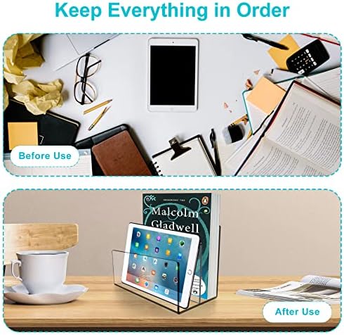 Boloyo Acrylic File Holder,2PC 2 Sections Clear File Organizer Mail Letter Sorter Desktop Folder Holder for Home Office School Envelope Bill Filling Paper Document - Image 3