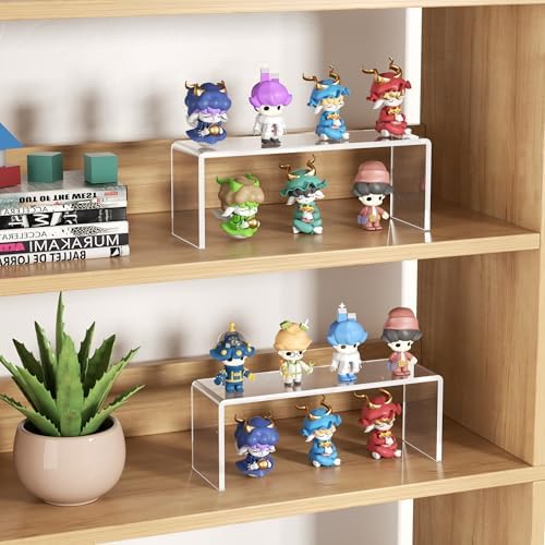 Aminigram 4 Pack Clear Shelf Risers, Display Stands 12.4L x 4W x 4.6H in - Image 6