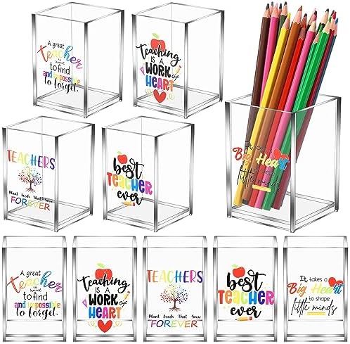 Cholemy 10 Pack Teacher Appreciation Gifts Bulk Pencil Holders, Clear by Cholemy