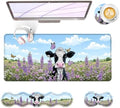 Large Keyboard Mouse Pad Set, Extended Mouse Pad+Keyboard Wrist Rest Support, Memory Foam Ergonomic Easy Typing, 4Pcs (31.5×11.8 in) Desk Pad Set for Office Home,Butterfly Cow in Flower Field by Unknown