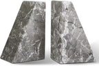 Koville Marble Bookends for Shelves, Large Bookends for Heavy Books, Natural Stone Book Stopper for Books CD Movies, Aesthetic Decorative Book Ends, Bookshelf Table Home Decor(Grey) by Koville