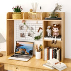 Desktop Bookshelf, 3-Tier Wood Countertop Bookcase with 5 Shelves, Desk Hutch for College Dorm, Multipurpose Desk Organizer Shelf Display Rack for Home Office, Hutch Top Only - Image 4