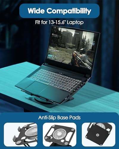 SHUWEI Laptop Stand with Fan, Height/Angle Adj fits 16" Laptop, Black - Image 6