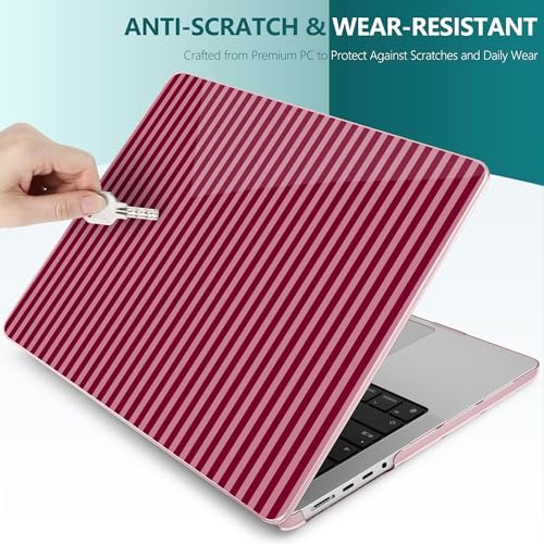 DONGKE Compatible with MacBook Pro 16 Inch Case (2026-2021 Release, M5 M4 M3 M2 M1 Pro/Max Chip), Plastic Hard Shell with Keyboard Cover & Screen Protector for MacBook Pro 16", Red & Pink Stripes - Image 7