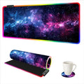 AIMSA LED Gaming Mouse Pad RGB, Large Mouse Pad with 14 Light Modes, Keyboard Mousepad Led Extended Surface (35.4 x 15.8 in) for Desktop Gamers, Blue Purple Starry Nebula by AIMSA