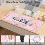 Wireless Charging Mouse Pad with Phone Holder, 31.5"x15.8" in, Pink Marble - Image 6