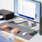 Desk Mat with Wireless Charging, Grey Mouse Pad with Wireless Charger, Desk Pad Matt for Desktop, Mousepad Gaming Large Mouse Pad, Leather Compute for Keyboard and Mouse, 32" x 16" - Image 5