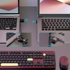 Retro Wireless Keyboard and Mouse Combo with Wrist Rest (Claret-Red) - Image 3