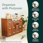 12-Drawer Apothecary Cabinet - Index Card Organizer - Mahogany Wooden Card Catalog - Fits Standard US 3x5in Index Cards - Vintage Desktop Drawer Organizer for Tea, Herbs, and Office Supplies - Image 6