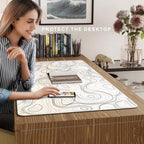 Cacoy 48"x24" White Topographic Large Gaming Mouse Pad Extended PC Desk Mat - Image 7