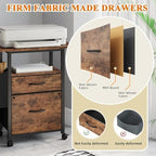 Simple Deluxe 2 Drawer File Cabinet with 24" Extended Desktop, Mobile Filing Cabinet, Rolling File Cabinet with Side Bag, Fabric Drawer, Fits A4/Letter Size, Printer Stand Home Office, Brown - Image 7