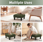 Joveco Small Foot Rest Stool Ottoman, 3D Velvet Square Upholstered Footstool for Chair, Under Desk, Office, Living Room, Deep Green - Image 5