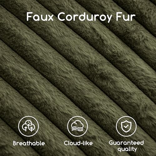 HIGOGOGO Round Stuffed Pouf Ottoman, Stripe Faux Fur Poufs with Foam Chunk Filling, Furry and Fluffy Pouf Foot Stool Storage Ottoman, 26 X 18 Floor Poufs Foot Rest for Living Room, Green - Image 5