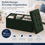 ALASDO 30 Inch Folding Storage Ottoman Bench with Hidden Storage, Velvet Storage Ottoman Foot Rest Stool, End of Bed Bench for Bedroom, Living Room, Entryway and Closet, Dark Green - Image 5