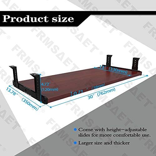 FRMSAET Under Desk 20/24/30 inch Keyboard Drawer Platform (30 in, Mahogany) - Image 4