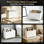 Acrylic Magazine Holder, Magazine Rack Floor,Sleek White Stylish Organizer with Luxe Gold Metal Feet and Wave Edge Design Space Saving Storage for Books Newspapers Office Supplies,Home Office(White) - Image 3
