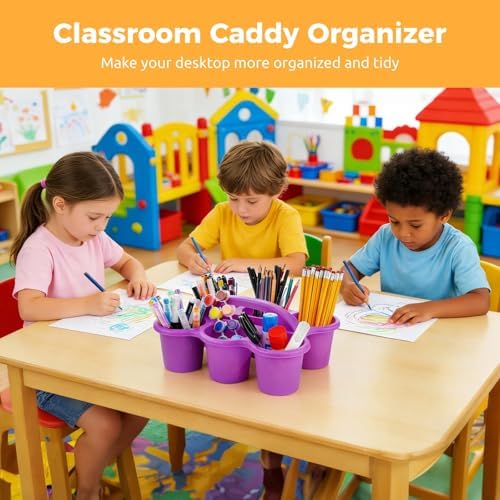 Joyibay 6 Pcs Desktop Caddy Organizer, 6-Compartment w/Handle, Multicolor - Image 2
