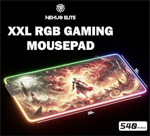 RGB Gaming Mouse Pad Large Extended Desk Mat 35.4x15.7in XXL XXXL Mousepad LED Light Up Keyboard Mat PC Gamer Desk Pad Gaming Accessories Extra Big Mouse Mat for Desk - Hellfire Crusader - Image 7