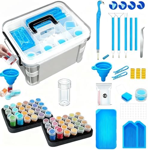 CXJINZE 111 Pcs Diamond Painting Tools Accessories Storage Kit,Blue by CXJINZEArtsCrafts