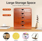 5-Drawer Wooden Storage Box,Stackable Desktop Organizer,Rustic Drawer for Home Office,Brown - Image 4