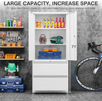 SISESOL Metal Storage Cabinet with Drawers,71" Tall Locking Steel Storage Cabinet with Doors and Shelves,White Metal File Cabinets for Home Office,Warehouse,Garage,School - Image 5