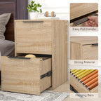 2 Drawer File Cabinet, Wood Filing Cabinet for Letter Size Filings, Under Desk Small Filing Cabinets for Home Office, Oak - Image 6