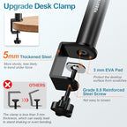 Vondynote Set of 2 Studio Monitor Stands Desktop Speaker Stands Height Adjustable 12" to 18" Speaker Stands with Desk Clamp - Image 5