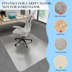 Office Chair Mat, 46" x 60" Transparent Desk Chair Mat for Low Pile Carpeted Floor, Easy Glide Carpet Floor Protector Mat for Home and Office - Image 2