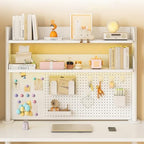 Clamp On Desk Organizer Shelf,Desk Extender Pegboard,White,31.5in - Image 2