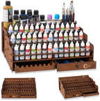 OPHIR Wooden Paint Organizer 98 Holes Rack for Miniature Paints & Brushes by OPHIR