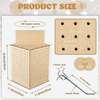 Kigley 4 Sided Rotating Display Stand, Wood Rack, 11.8 x 11.8 x 15.8 Inch - Image 2