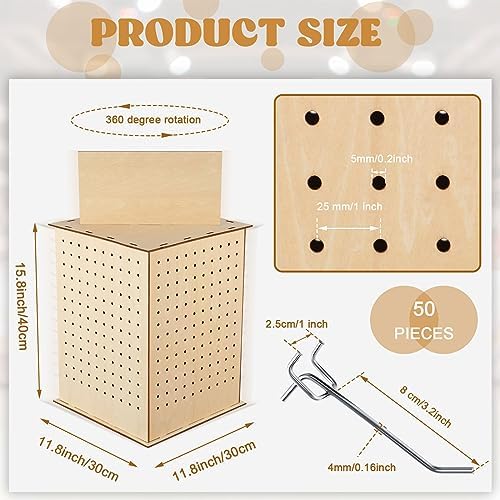 Kigley 4 Sided Rotating Display Stand, Wood Rack, 11.8 x 11.8 x 15.8 Inch - Image 2