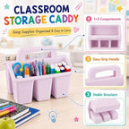 8 Pack Classroom Caddy Storage Basket with Handle (Pastel) - Image 3