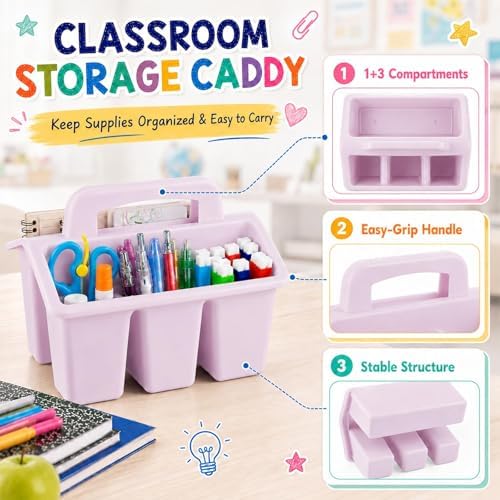 8 Pack Classroom Caddy Storage Basket with Handle (Pastel) - Image 3