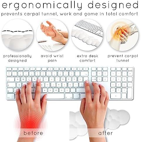 Cloud Keyboard Wrist Rest – Create-ables Qloud Cloud Wrist Rest for Computer Keyboard and Mouse, Ergonomic Memory Foam Wrist Pad with Non-Slip Base, Includes Cloud Mouse Pad – Dark Teal - Image 6