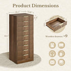 9 Drawer File Cabinet, Wooden Office Cabinet with Drawers, Fluted Storage Filing Drawer for Home Office, Black Walnut - Image 2