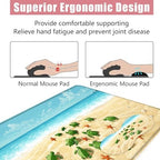 Large Keyboard Mouse Pad Set, Extended Mouse Pad+Keyboard Wrist Rest Support, Memory Foam Ergonomic Easy Typing, 4Pcs (31.5×11.8 in) Desk Pad Set for Office Home,Beach Turtles and Starfish - Image 5