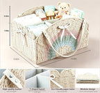 Large Baby Diaper Caddy, Paper Rope Storage Baskets Nursery Bin with Removable Divider, Portable Car Organizer for Diapers, Baby Shower Gifts, Newborn Essentials Must Haves (Light beige) - Image 3