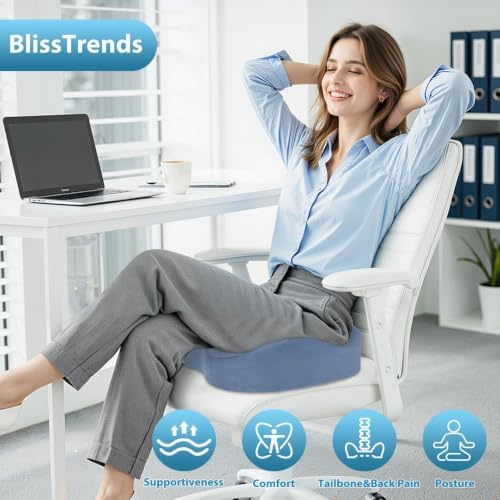 BlissTrends Extra Thick Seat Cushion for Office Chair & Car Seat, LightBlue - Image 4