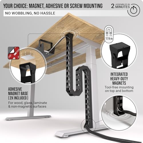 Ultimate Setup Under Desk Cable Management Vertebrae - Perfect for Sit Stand Desk - Wire Management - Adjustable Length - Flexible Cable Spine - Black, 133 cm - Image 3