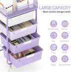 SYKIARIOL 4-Drawer Rolling Storage Cart with Mesh Top,Purple - Image 6