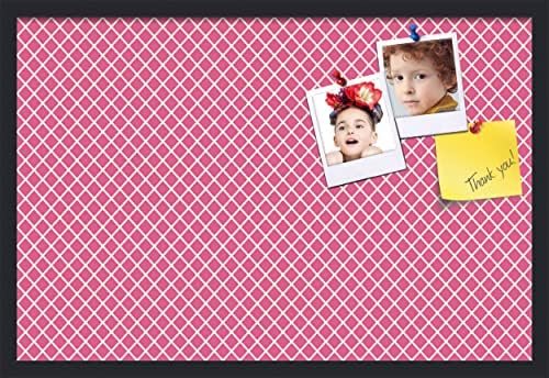 PinPix 30x20 inch Cork Bulletin Board. This Decorative Framed Pin Board Comes with Diamond Pattern in Hot Pink Design and Satin Black. Ideal for Home, Office Decor or School (PinPix-302) by PinPixBulletinBoards