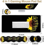 Gaming Black Mouse Pad + Keyboard Wrist Rest XL Large Mouse Mat Sunflower Christian Verse Proverbs 31-25 Extended Desk Pad Non-Slip Rubber Mice Pads Stitched Edges Pad (31.5x11.8 in) - Image 2