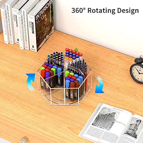360° Rotating Marker Organizer Holder, Acrylic Pen Pencil Cup Storage - Image 2