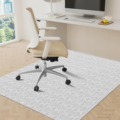 KMAT Office Chair Mat, 46x60in Heavy Duty Hardwood/Tile Floor Protector, Computer Desk Mat for Rolling Chairs, Work, Study, Office, White by KMAT