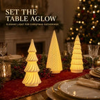 Lighted Ceramic Christmas Tree Set of 3 White Tabletop Christmas Decor - Image 5