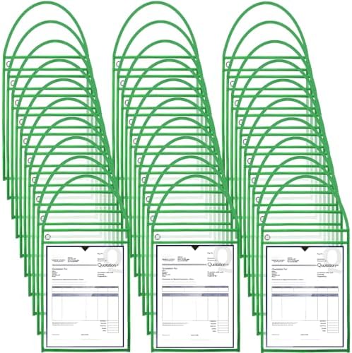 Geyee 50 Pack Job Ticket Holders Work Order Plastic Sleeves,Green by Geyee